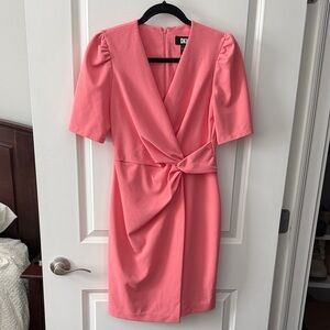 DKNY Coral Pink Knot-Front Dress